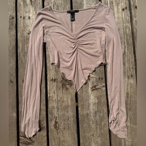 Forever 21 Ruched Long Sleeve Top in Dusty Mauve